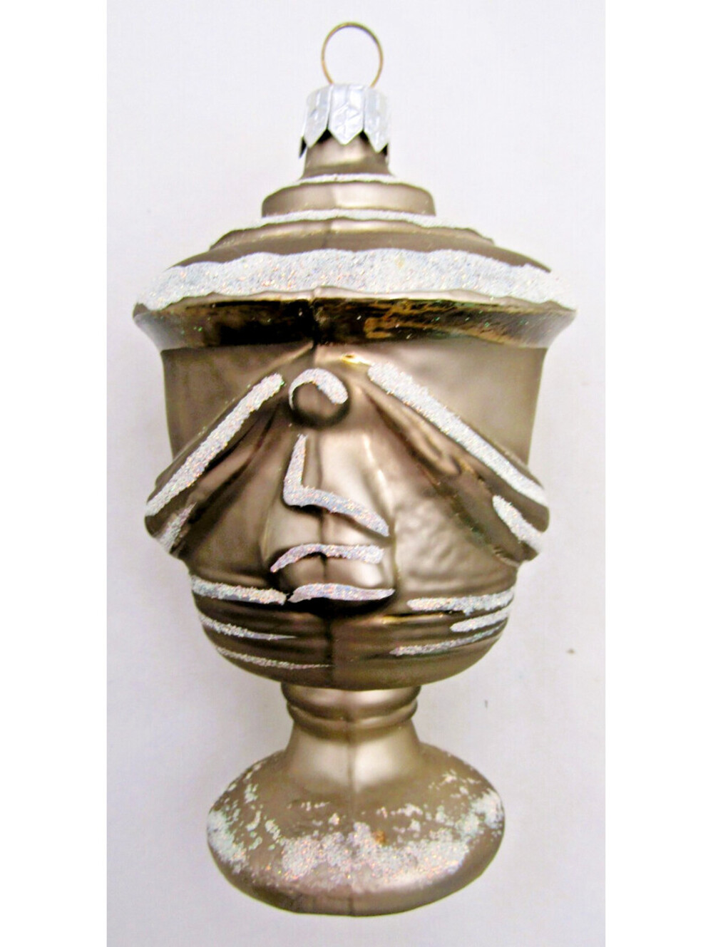 Bergdorf Goodman Neoclassical Draped Urn Blown Glass Christmas Ornament and Box